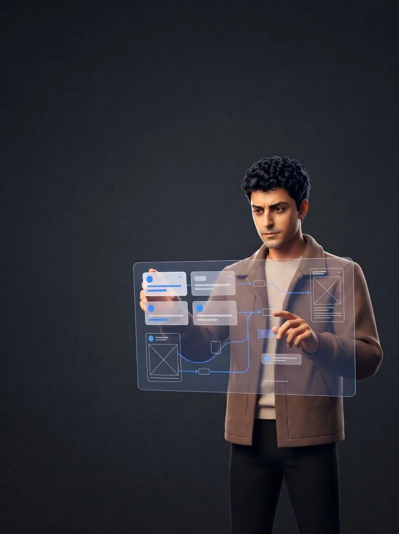 Product designer mapping a digital user flow.